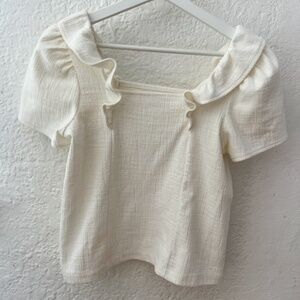 Madewell Crosshatch Ruffle Top
